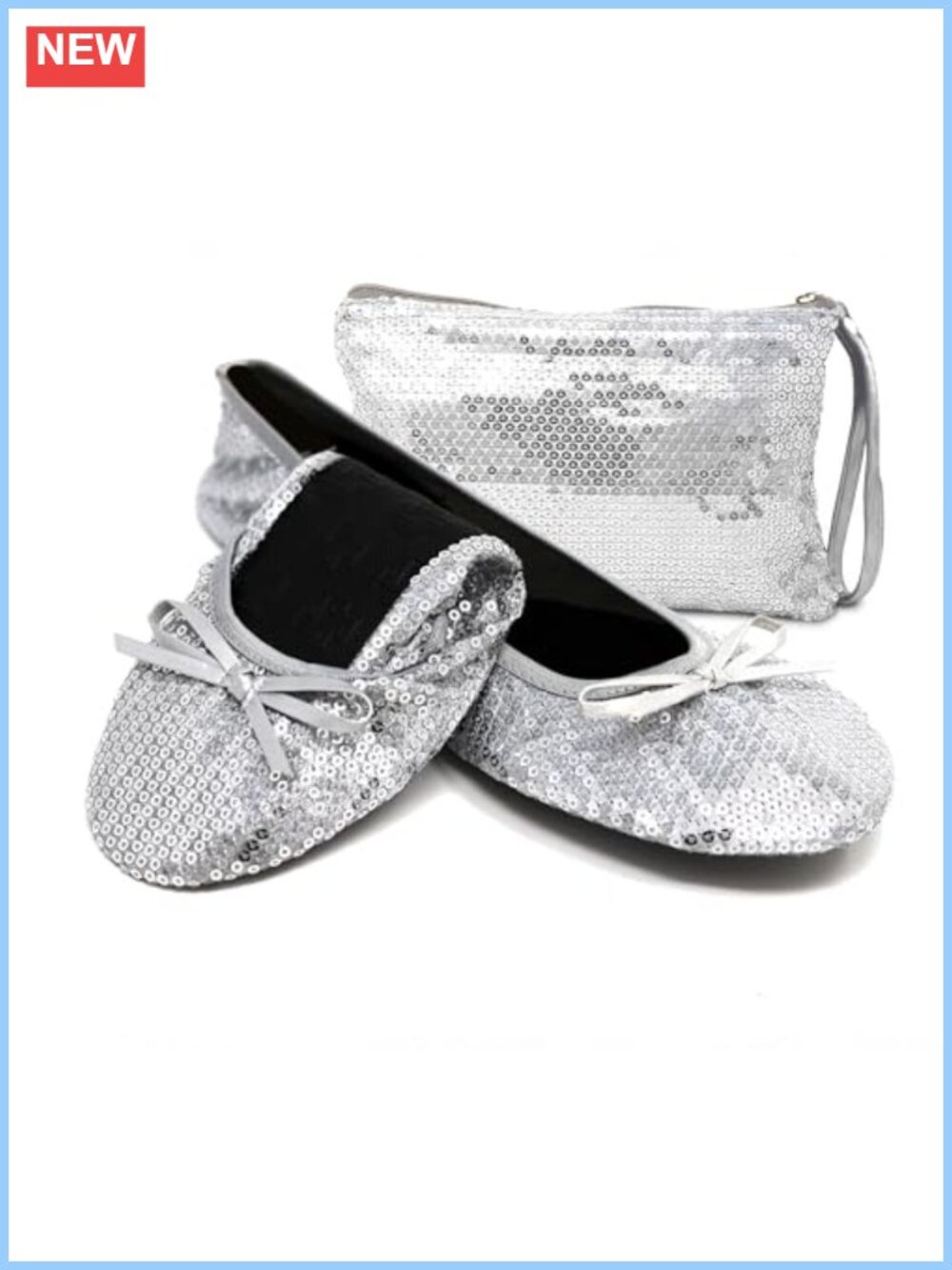 Sequin Foldable Ballet Flats Cushioned Travel Wedding Party Shoes